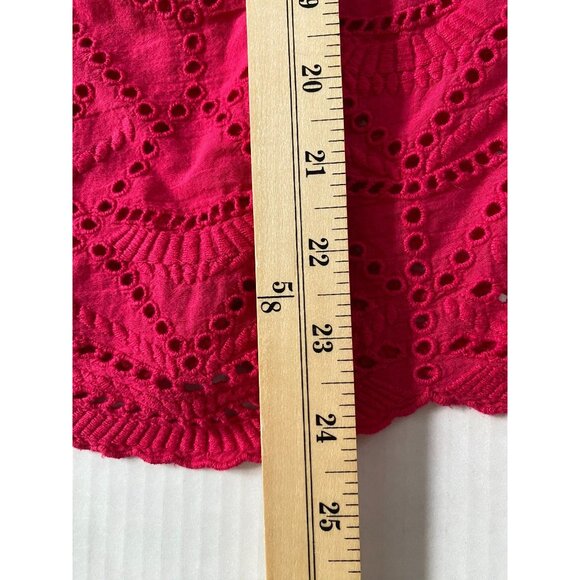 Sundance Women's Hot Pink Eyelet Blouse with Tie Sleeves Peasant Cottagecore - Picture 5 of 8